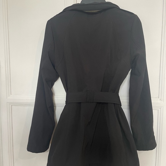 Michael Kors Black Asymmetrical Trench Coat, Size Small - Picture 4 of 7